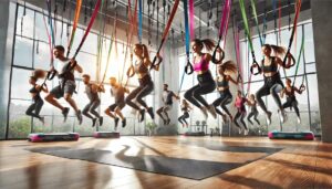 Group bungee fitness class